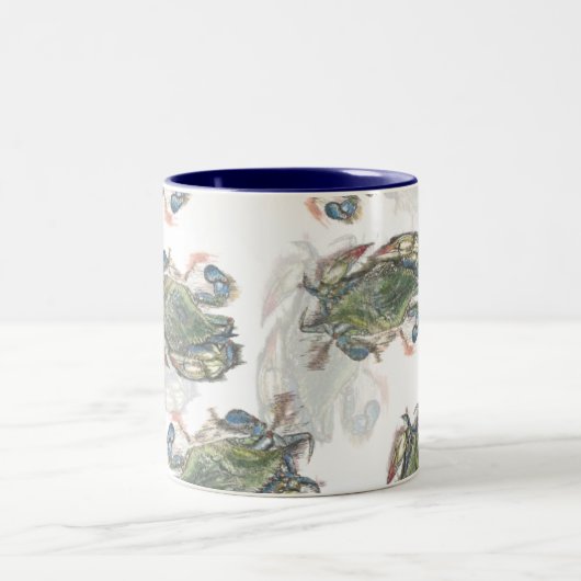 Blue Crab Pattern Tweekleurige Koffiemok (Center)
