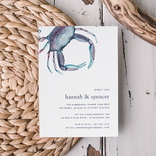 Blue Crab Rehearsal Dinner Invitation Kaart