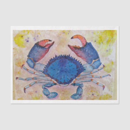 Blue Crab Salty Sidewalker Art van Elizabeth Rober Tissuepapier (Voorkant)