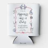 Blue Crab Seafood Doodle Beach Destination Wedding Blikjeskoeler (Voorkant)