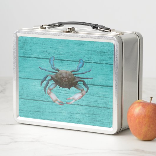 Blue Crab Turquoise Metal Lunchbox (In situ)