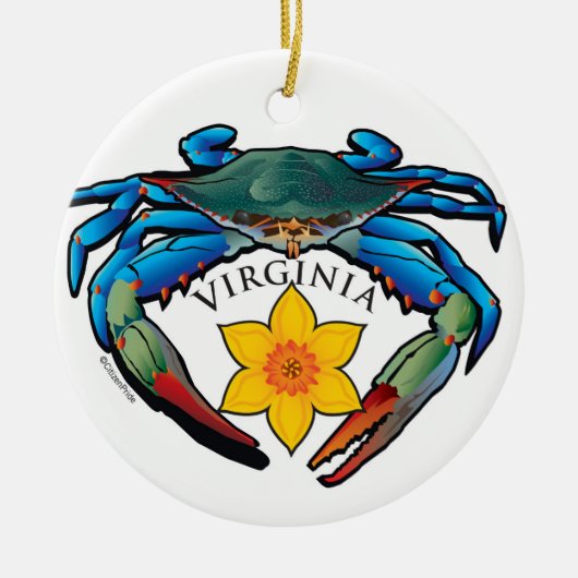 Blue Crab Virginia Daffodil Crest Keramisch Ornament (Voorkant)