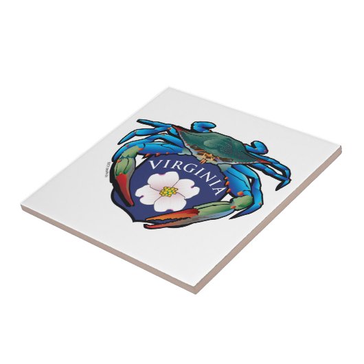 Blue Crab Virginia Dogwood Crest Tegeltje (Zijkant)