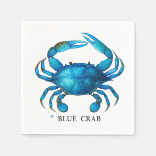 Blue Crab Waterverf Art - Coastal Zee Life Servet