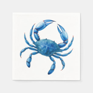 Blue Crab Waterverf Illustratie - Ocean Zee Life Servet
