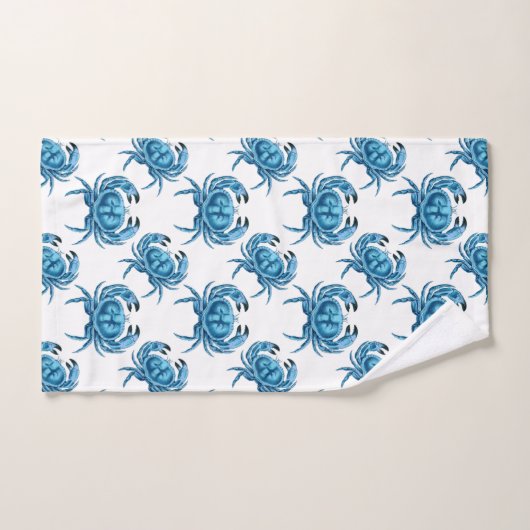 Blue Crabs Classic Coastal Pattern Bad Handdoek (Handdoek)