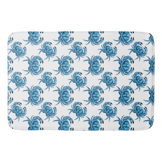 Blue Crabs Classic Coastal Pattern Badmat (Voorkant)