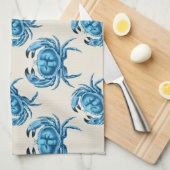 Blue Crabs Seaside Pattern Theedoek (Quarter Fold)
