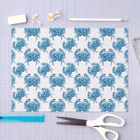 Blue Crabs Seaside Pattern Tissuepapier (Craft)