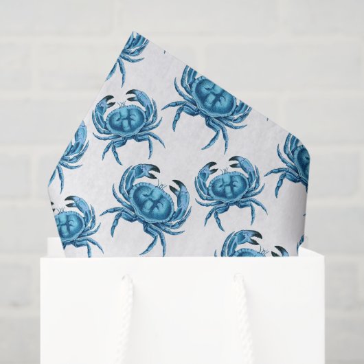 Blue Crabs Seaside Pattern Tissuepapier (Cadeauzakje)