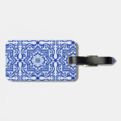 Blue Cracked Ceramic Style Azulejo  Bagagelabel (Achterkant horizontaal)