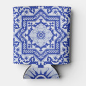 Blue Cracked Ceramic Style Azulejo Blikjeskoeler (Voorkant)