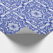 Blue Cracked Ceramic Style Azulejo  Cadeaupapier (Hoek)