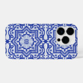 Blue Cracked Ceramic Style Azulejo iPhone Hoesje (Achterkant horizontaal)