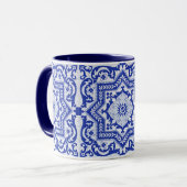 Blue Cracked Ceramic Style Azulejo Mok (Voorkant links)