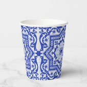 Blue Cracked Ceramic Style Azulejo Papieren Bekers (Achterkant)