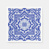 Blue Cracked Ceramic Style Azulejo  Servet (Voorkant)