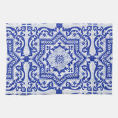 Blue Cracked Ceramic Style Azulejo Theedoek (Horizontaal)