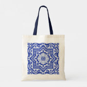 Blue Cracked Ceramic Style Azulejo  Tote Bag (Achterkant)