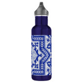 Blue Cracked Ceramic Style Azulejo  Waterfles (Rechts)