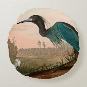 Blue Crane of Heron Birds of America Audubon Print Rond Kussen