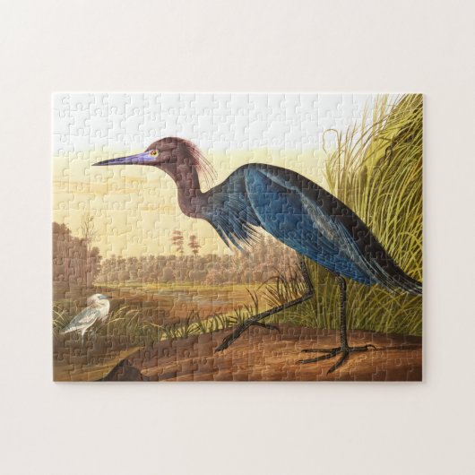 Blue Crane of Heron van John James Audubon Legpuzzel (Horizontaal)