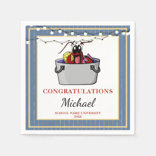 Blue Crawfish Boil BBQ Graduparty Servet