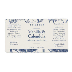 Blue Cream Botanical Ingredients Natural Packaging Etiket