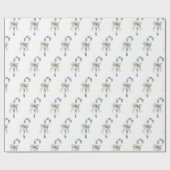 Blue Cream Candy Canes Bows Christmas Cadeaupapier (Vlak)