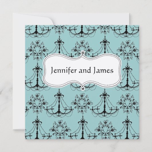 Blue Cream Chandelier Save the Date (Voorkant)