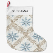 Blue Cream Christmas Snowflakes Grote Kerstsok (Voorkant)