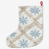 Blue Cream Christmas Snowflakes Grote Kerstsok (Achterkant)
