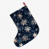 Blue Cream Christmas Snowflakes Grote Kerstsok (Achterkant (Hangend))
