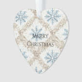 Blue Cream Christmas Snowflakes Ornament (voorkant)