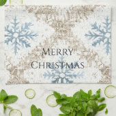 Blue Cream Christmas Snowflakes Theedoek (Gevouwen)