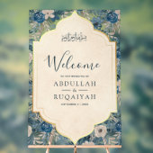 Blue Cream Floral Gold Muslim Wedding Welcome (Neutre)