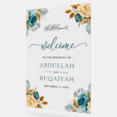 Blue Cream Floral Muslim Wedding Welcome (Angle)