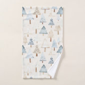 Blue Cream Gezellige kerstbomen Bad Handdoek (Handdoek)
