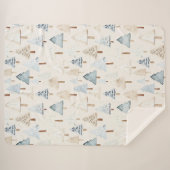 Blue Cream Gezellige kerstbomen Sherpa Deken (Voorkant (horizontaal))