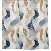 Blue Cream Ivory Abstract Waves Beach Douchegordijn (Voorkant)
