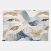Blue Cream Ivory Abstract Waves Beach Theedoek (Horizontaal)
