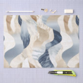 Blue Cream Ivory Abstract Waves Beach Tissuepapier (Craft)
