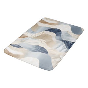 Blue Cream Sand Ivory Abstract Waves Beach Badmat