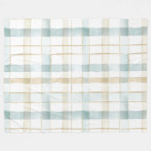Blue Cream White Plaid Fleece Deken (Voorkant (Horizontaal))