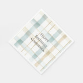 Blue Cream White Plaid Stripes Birthday Servet (Hoek)