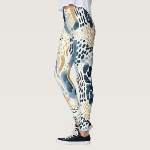 Blue Cream Wit Abstract Leggings
