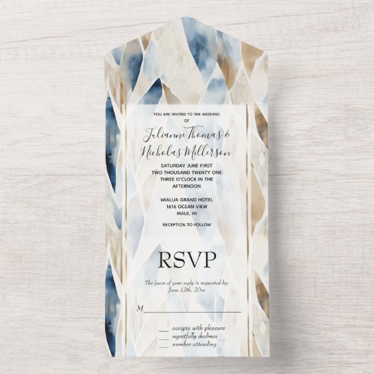 Blue Cream Zee Sand Ocean Beach All In One Uitnodiging (Binnen)