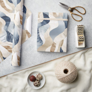 Blue Cream Zee Zand Abstract Cadeaupapier