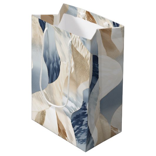 Blue Cream Zee Zand Abstract Medium Cadeauzakje (Voorkant Gekanteld)