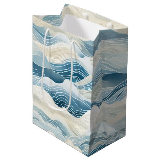 Blue Cream Zee Zand Ocean Waves Medium Cadeauzakje (Voorkant Gekanteld)